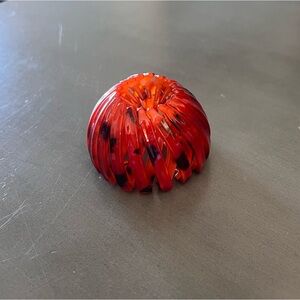 Orange Brown Tortoise Birds Nest Glossy Messy Updo High Ponytail 1" Hair Clip